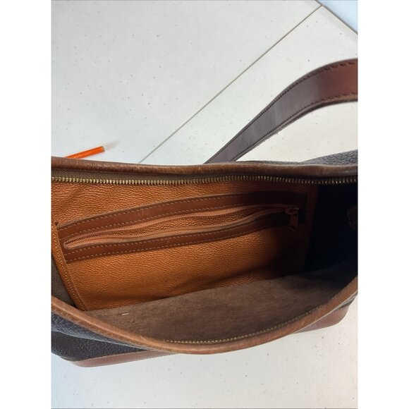 EUC VTG‎  Dooney & Bourke Black Tan Tumbled Pebbled Leather Hobo shoulder Bag - Picture 11 of 16